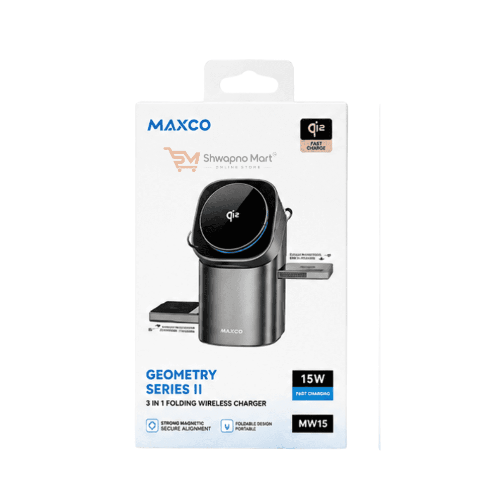 MAXCO MW15 Geometry Series II Qi2 15W 3-in-1 Folding Magnetic Wireless Charger