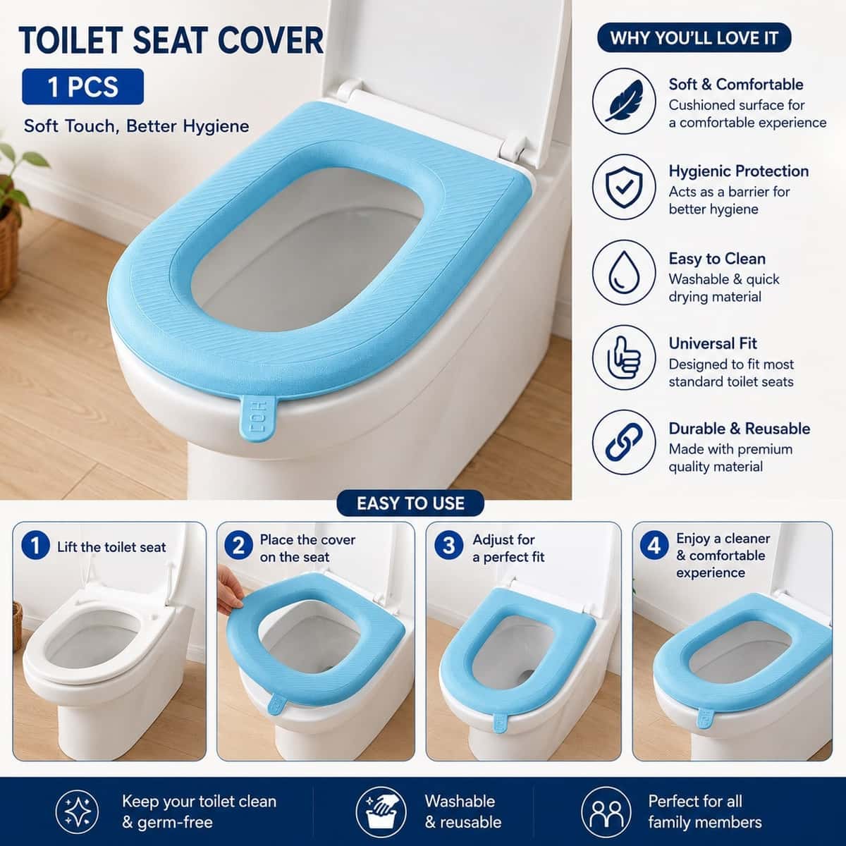 Waterproof Luxury Toilet Seat Cover Soft Washable Warm Winter Cushion | ShwapnoMart