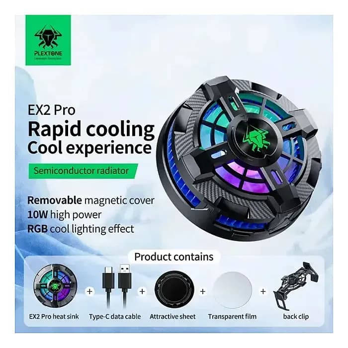 Plextone EX2 Pro RGB Magnetic Semiconductor Phone Cooler – High-Speed Heat Dissipation Gaming Radiator - Image 2