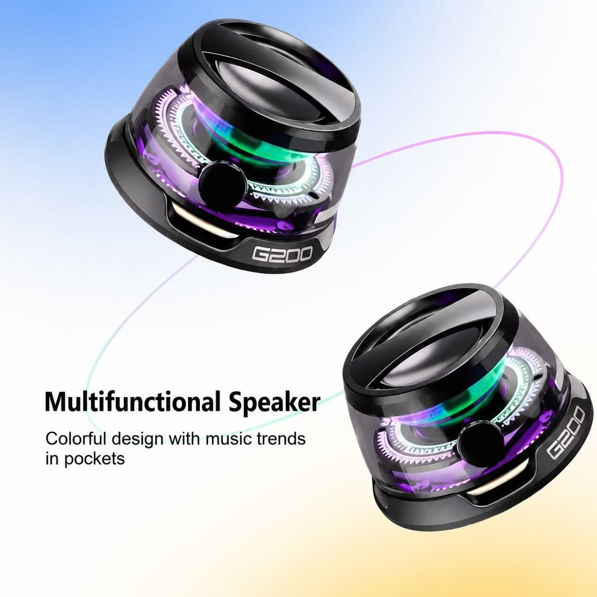 RGB Wireless Speaker Portable G200 Small Multifunctional Magnetic - Image 2