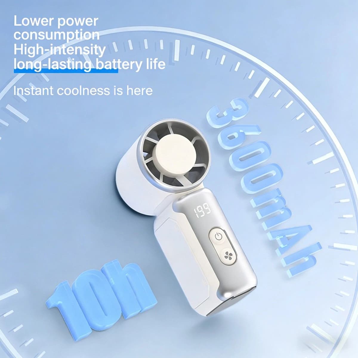 Turbo Fan USB-C Rechargeable LED Display 3000mAh 5 Speeds | shwapnomart - Image 2