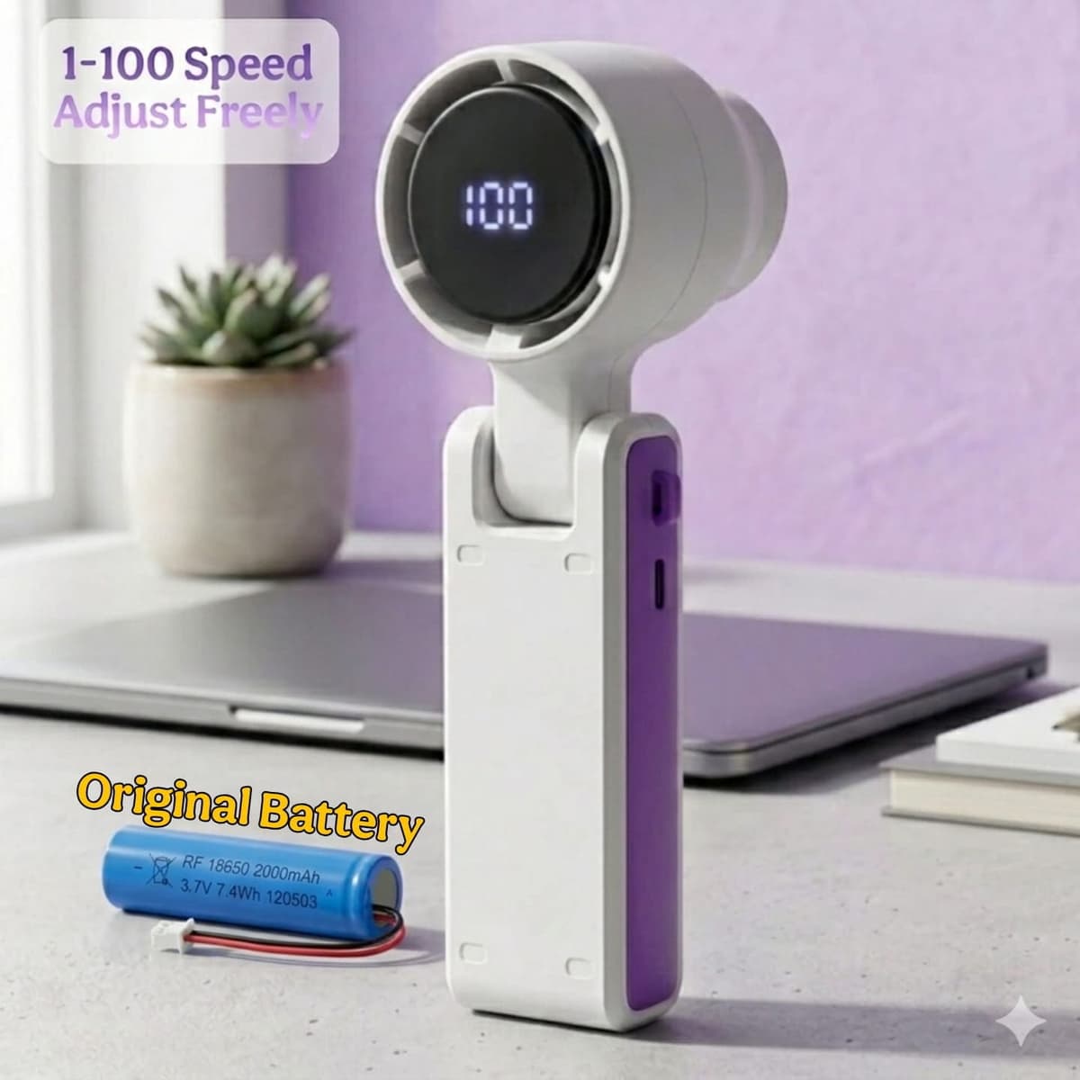 Mini Turbo Fan Rechargeable USB Handheld Foldable 2000mAh Adjustable Speed | shwapnomart - Image 2