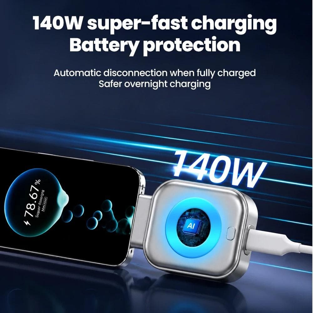 Type-C Fast Charging Adapter 140W Auto Power-Off Smart Battery Protection | shwapnomart - Image 2