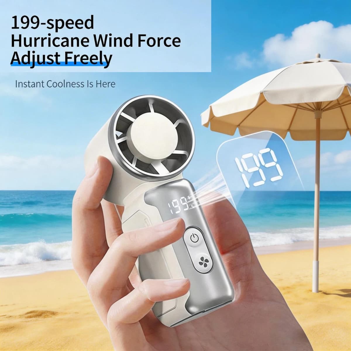 Turbo Fan USB-C Rechargeable LED Display 3000mAh 5 Speeds | shwapnomart - Image 3